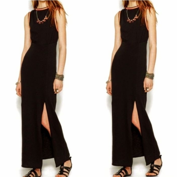 Free People Embroidered Black Sabrina Maxi Cut Out Dress Medium - Picture 6 of 16